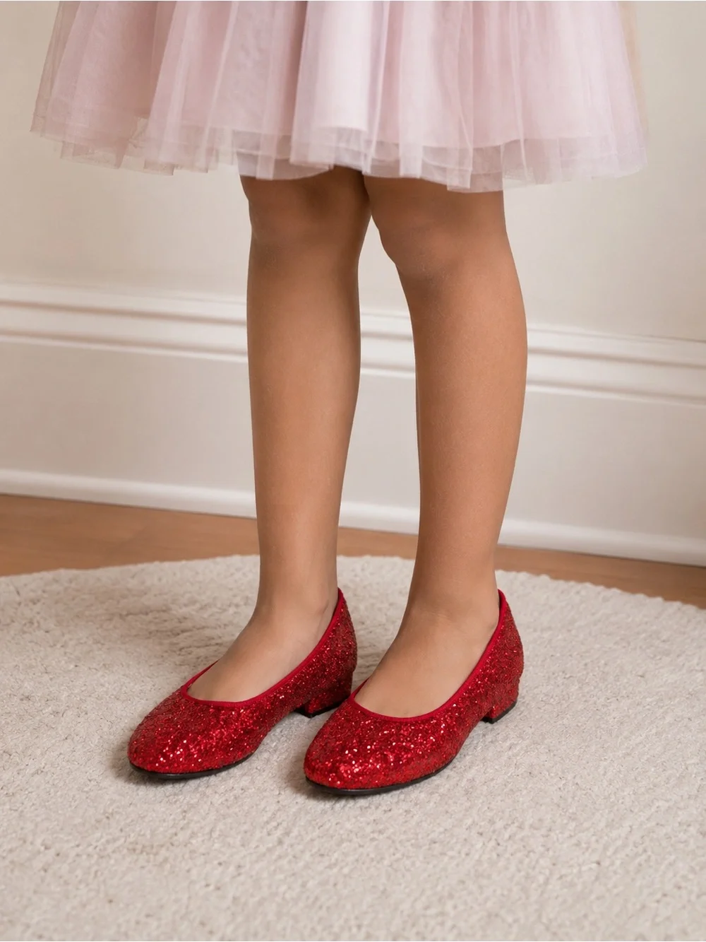 NEW Xhilaration Ruby Red Glitter Block Heel Slipper Party Dress Shoes Size 3
